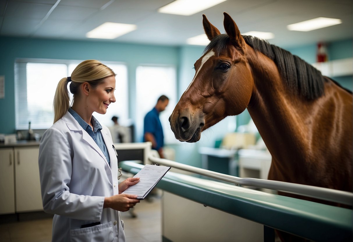 A horse health insurance brochure with charts and pricing tables