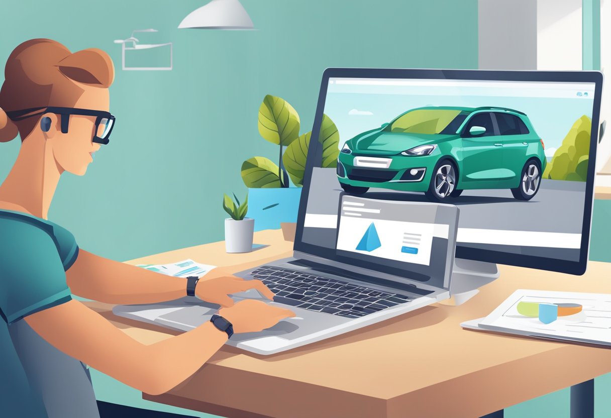 A person completing a car insurance purchase online with BavariaDirekt in a few easy steps