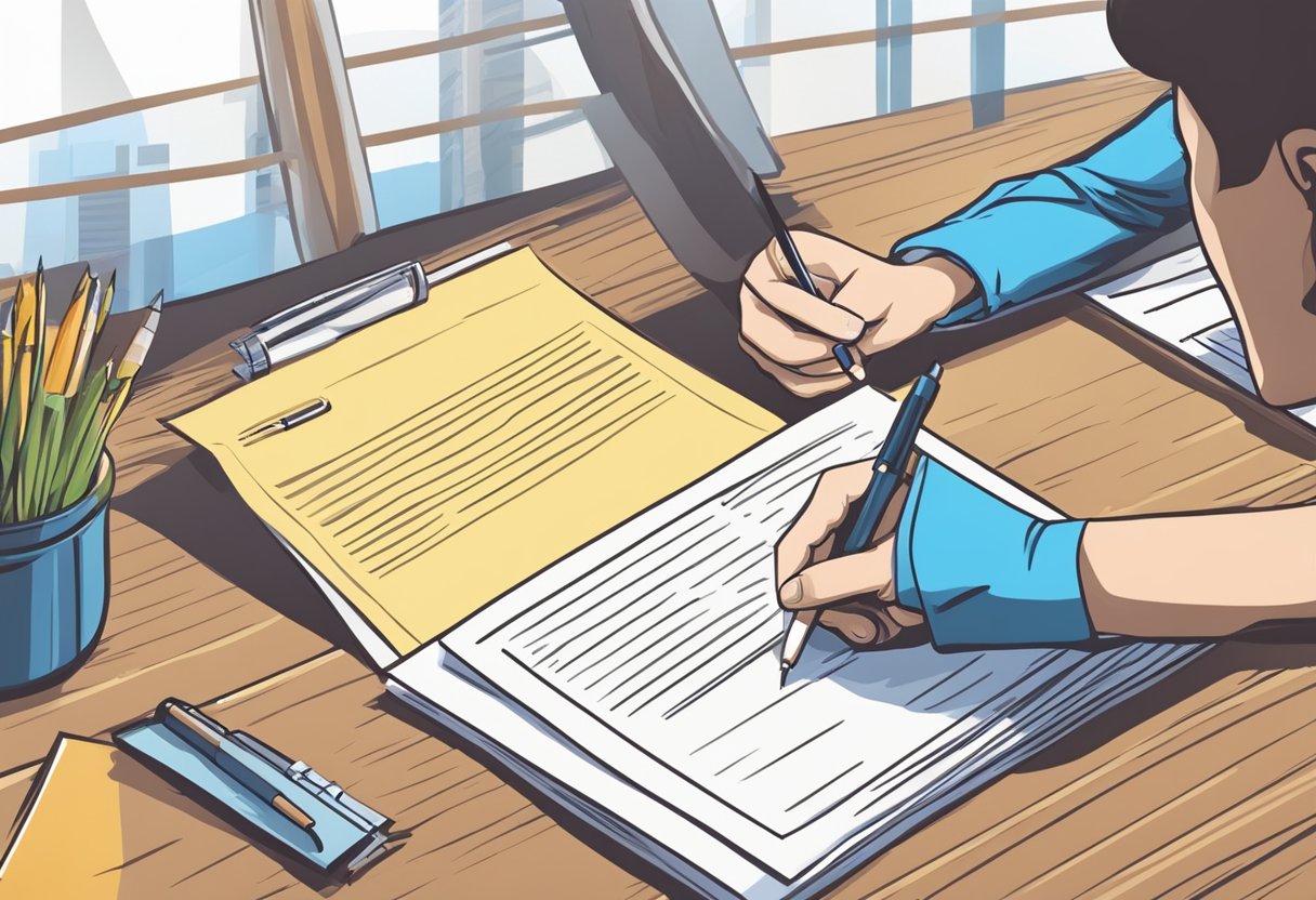 A person signing a BavariaDirekt home insurance contract
