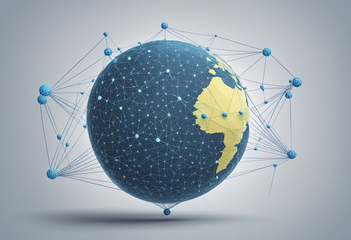 A globe with a network of interconnected lines representing international coverage for ERGO private liability insurance