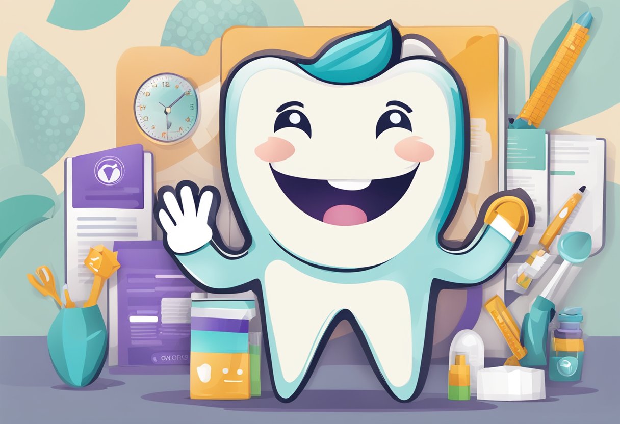 A dental insurance brochure with the Ottonova logo, a list of coverage benefits, and a smiling tooth mascot