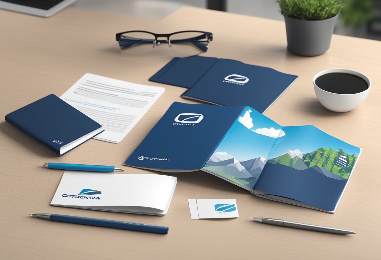 An ottonova PKV brochure lies open on a desk, surrounded by a laptop, pen, and glasses. The ottonova logo is prominently displayed on the cover
