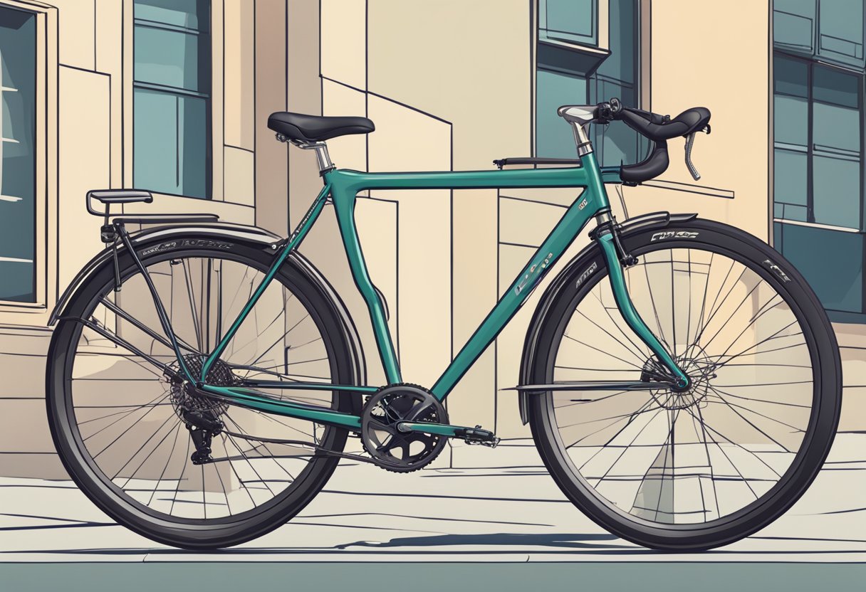 A sleek, modern bicycle is parked in a bustling city street, with the Hepster logo prominently displayed on the frame. The bike is surrounded by other cyclists and pedestrians, showcasing the urban setting