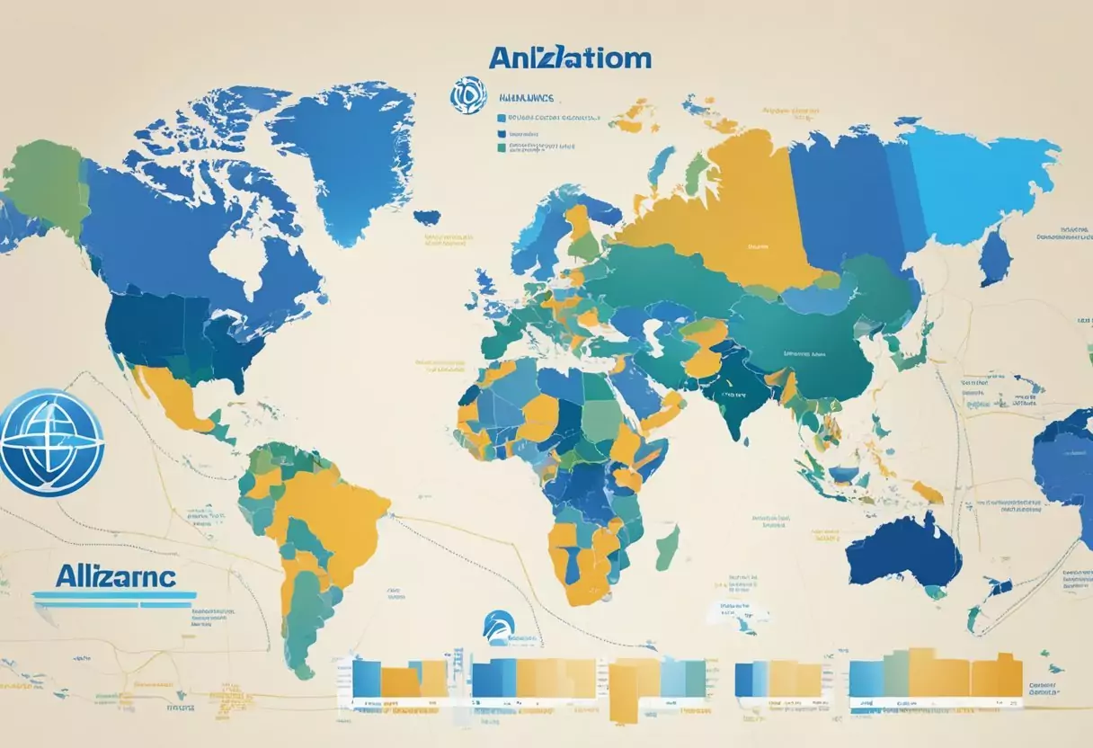 An overview of Allianz Direct's international health insurance, depicted with the company's logo and a world map in the background