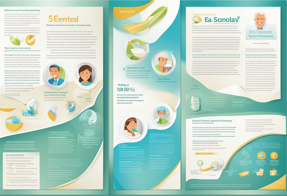 A dental insurance brochure with ERGO logo, tooth illustrations, and coverage details