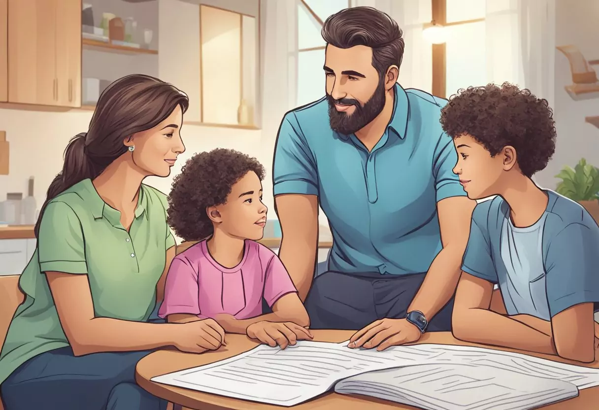 A family reviews and discusses their experience with Bayerische's risk life insurance policy