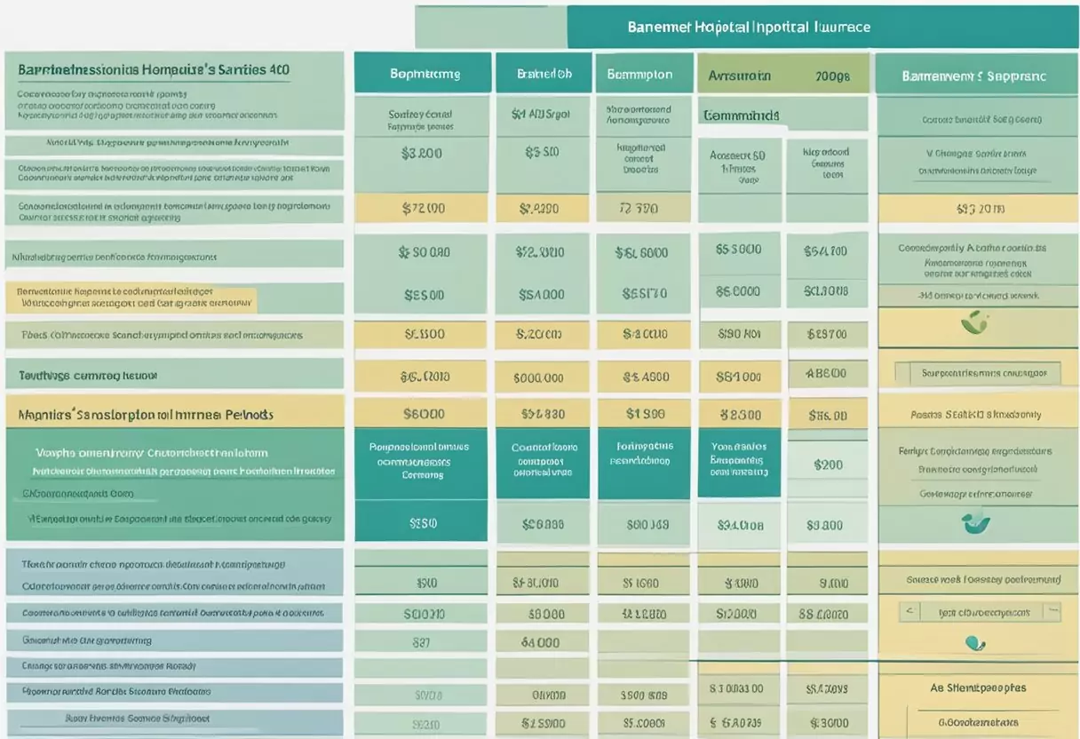 A clear, organized table displaying the costs and benefits of Barmenia's hospital supplementary insurance without waiting periods
