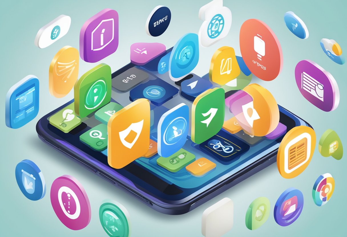 A smartphone surrounded by various insurance logos, showcasing the top-rated options for 2024