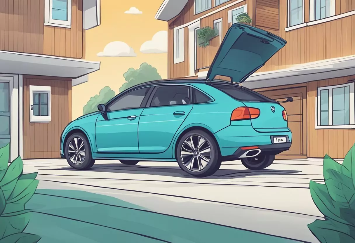 A stack of frequently asked questions about car insurance from BarmeniaDirekt, with a logo in the corner