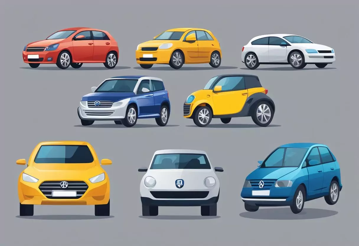 Various types of car insurance compared: AdmiralDirekt, AXA, BavariaDirekt, Allianz Direct, Da-Direkt. Illustrate a lineup of car insurance logos for comparison