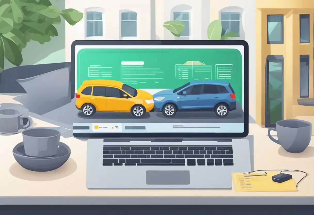 A comparison of car insurance companies displayed on a computer screen, with logos and prices visible