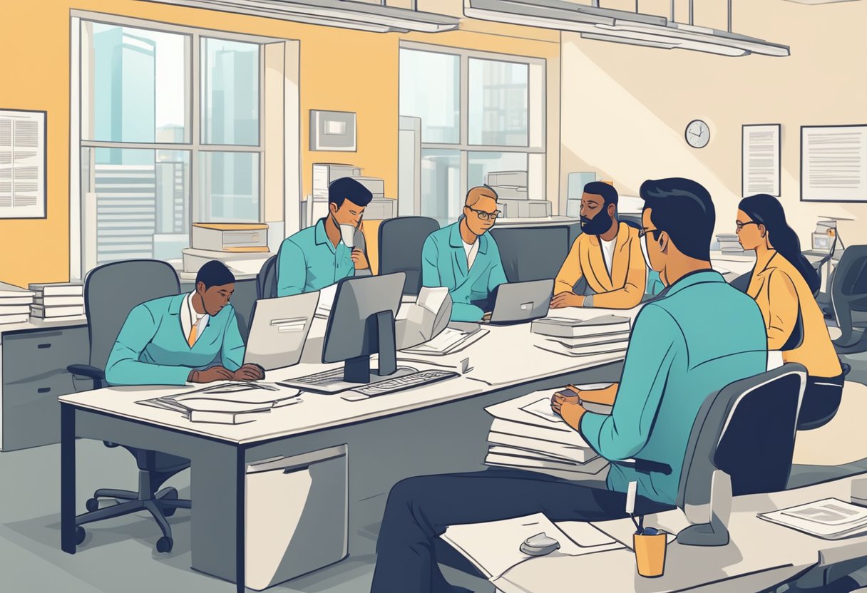 A group of government employees research and compare private health insurance plans for optimal coverage