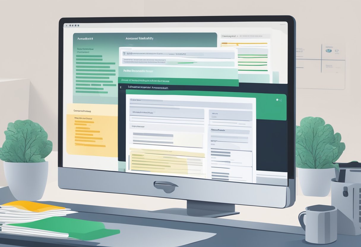 A person's medical history is shown on a computer screen, with a focus on pre-existing conditions. The screen displays a private health insurance policy with the word "Anwartschaft" highlighted