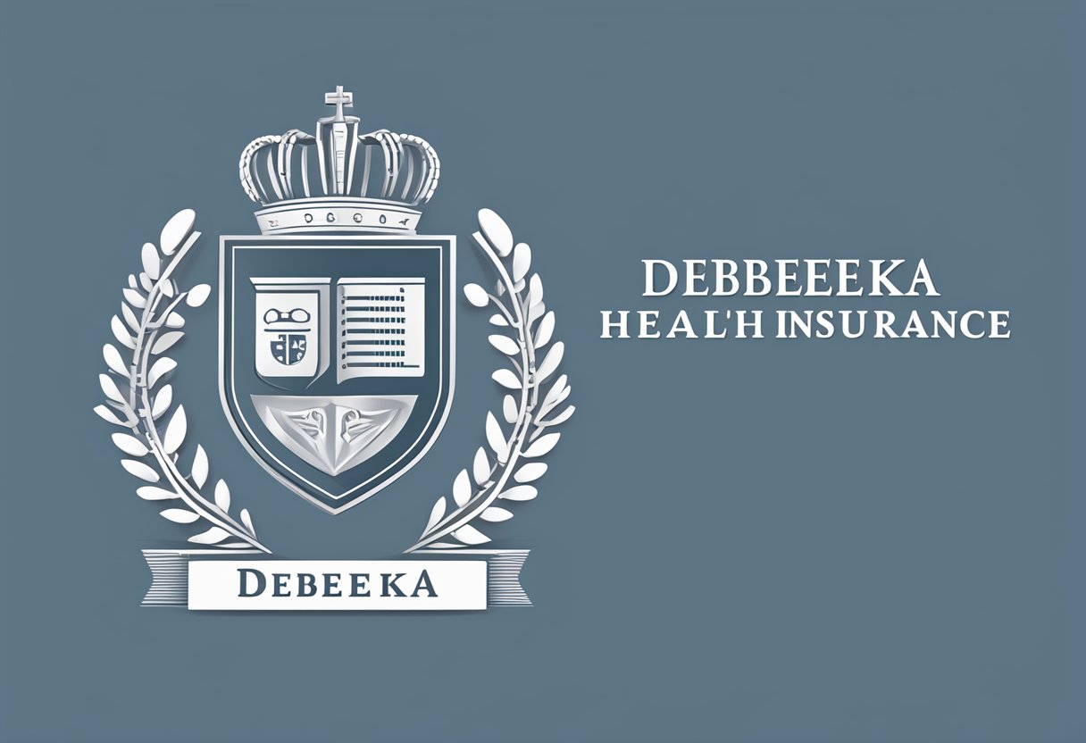 A logo of Debeka private health insurance with a shield and the company name in bold, professional font