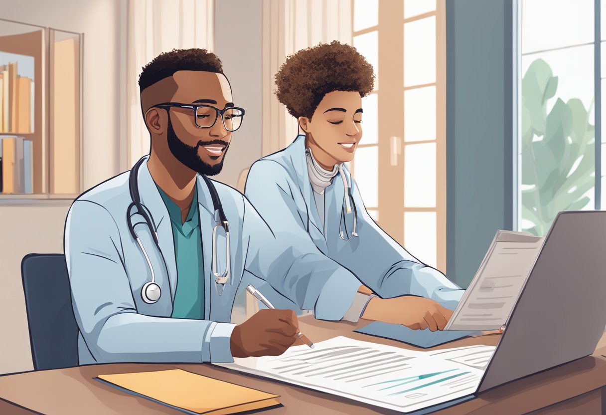 A young student or professional receiving personalized advice on Debeka private health insurance, with a focus on benefits and options