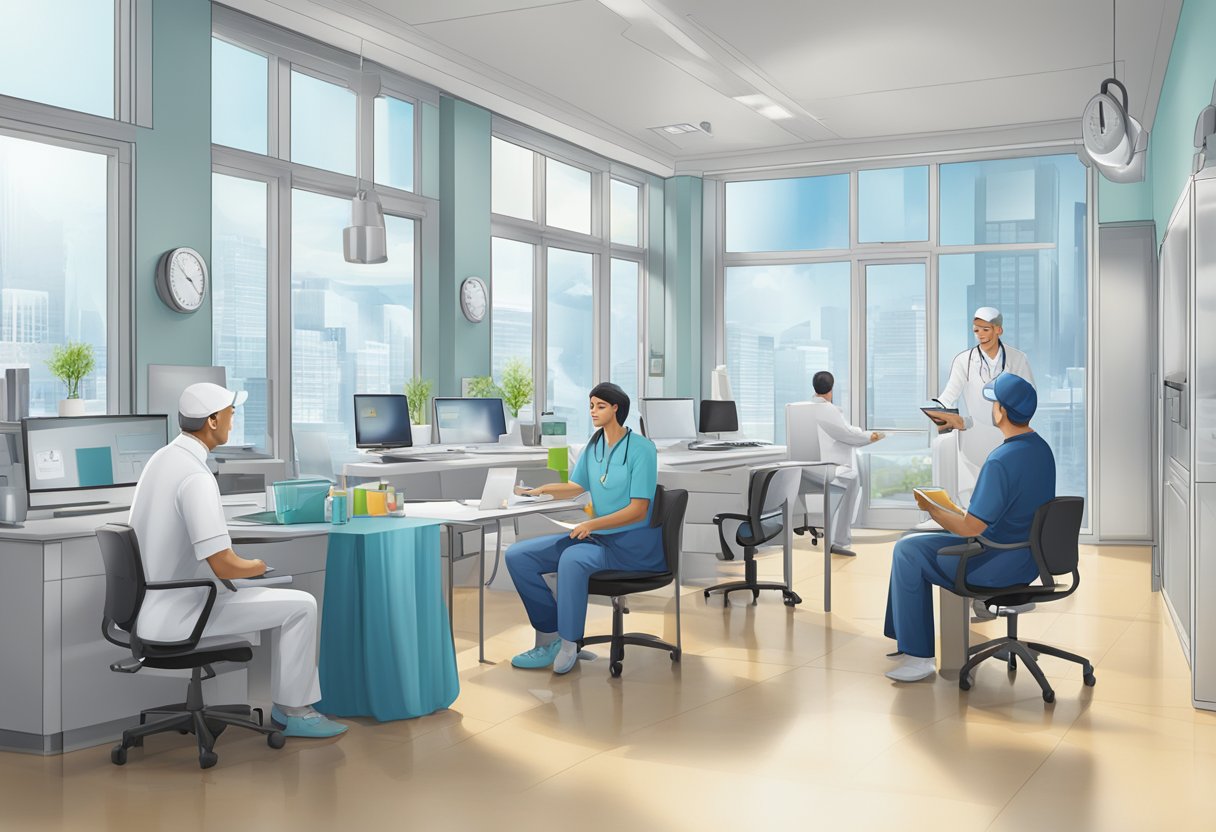 The Debeka private health insurance offers various tariffs. The scene could show a range of insurance plans displayed on a brochure or website