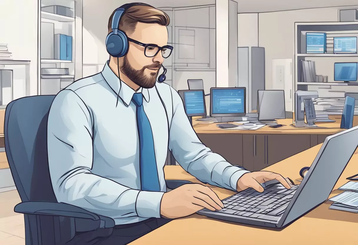 A customer service representative using digital tools to process disability insurance claims for Alte Leipziger