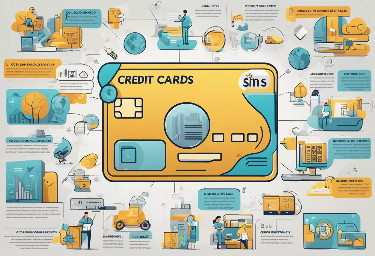 A credit card surrounded by various additional benefits and services offered by DKB