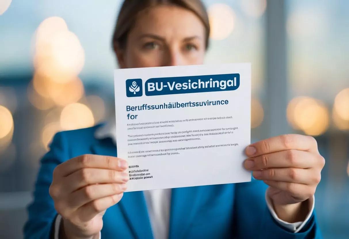 A person holding a letter with the Provinzial BU-Versicherung logo, looking at options to cancel or switch their Berufsunfähigkeitsversicherung