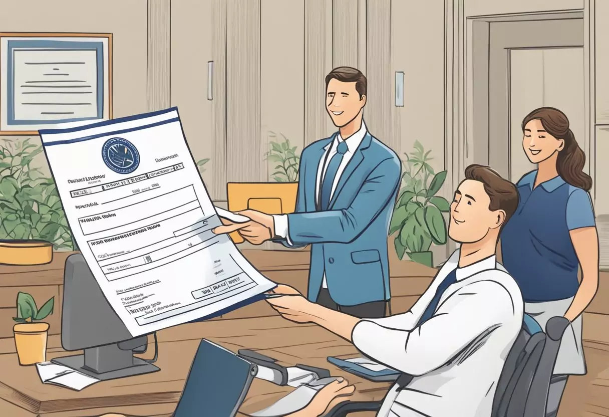 A person receiving a refund check for their disability insurance policy