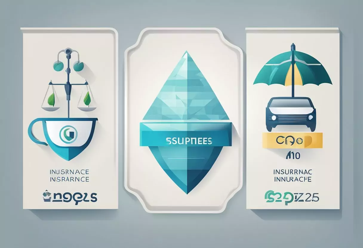 Eine Gruppe von drei Logos von Versicherungsunternehmen, die nebeneinander angezeigt werden, mit einer Waage darunter, die den Vergleich von privaten Krankenversicherungsoptionen für Mitarbeiter symbolisiert.