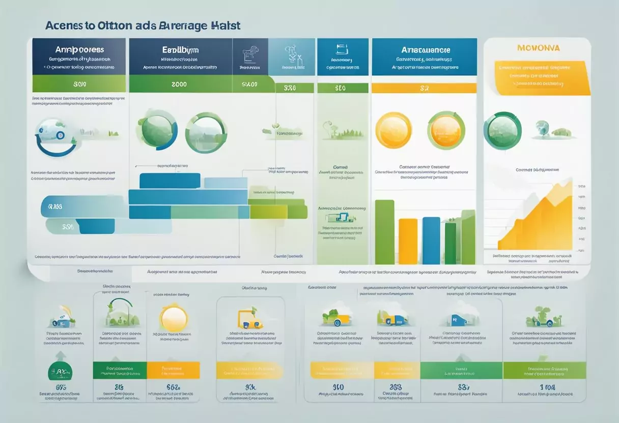 Ein geschäftiges Büroumfeld mit drei Logos (Ottonova, Allianz, ARAG), die auf Computerbildschirmen angezeigt werden, während Mitarbeiter private Krankenversicherungsoptionen diskutieren und vergleichen.