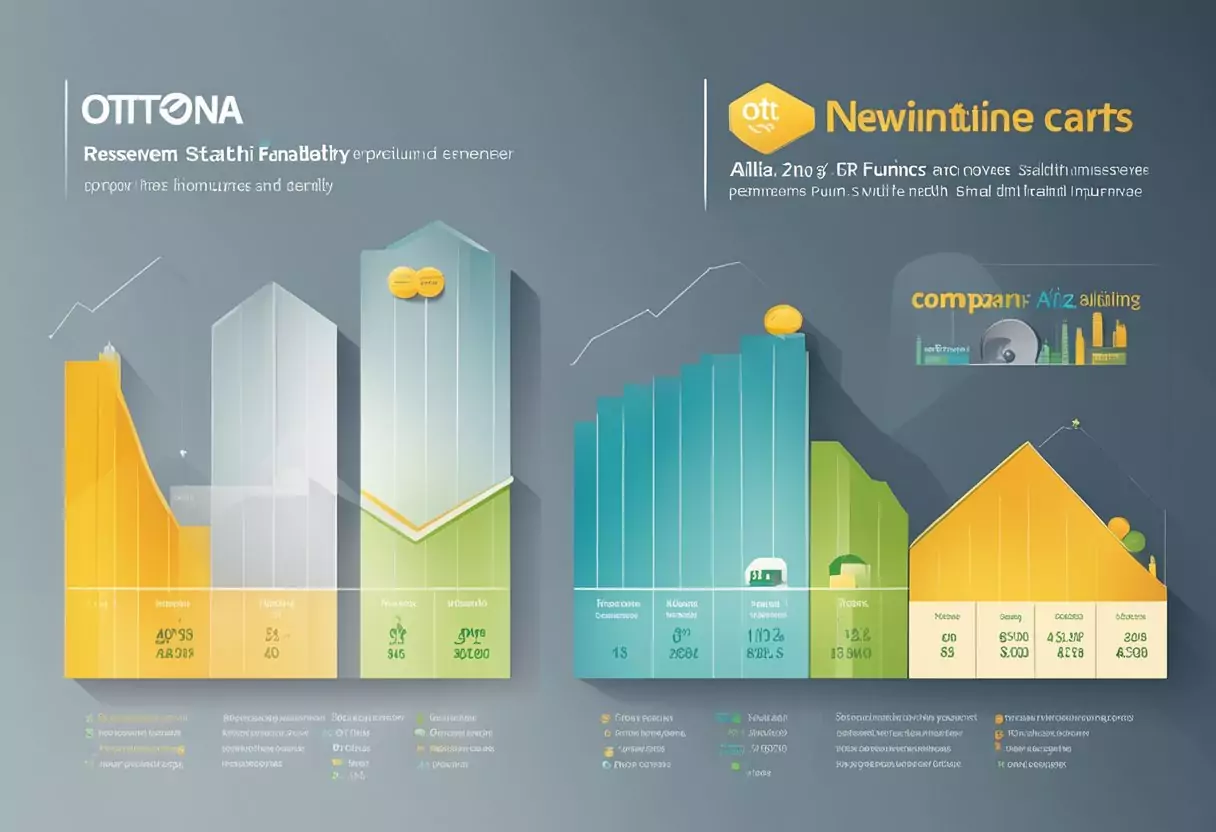 Ein Vergleichsdiagramm, das die Prämienstabilität und Rücklagenfonds für die private Krankenversicherung von Ottonova, Allianz und ARAG für Arbeitnehmer zeigt.