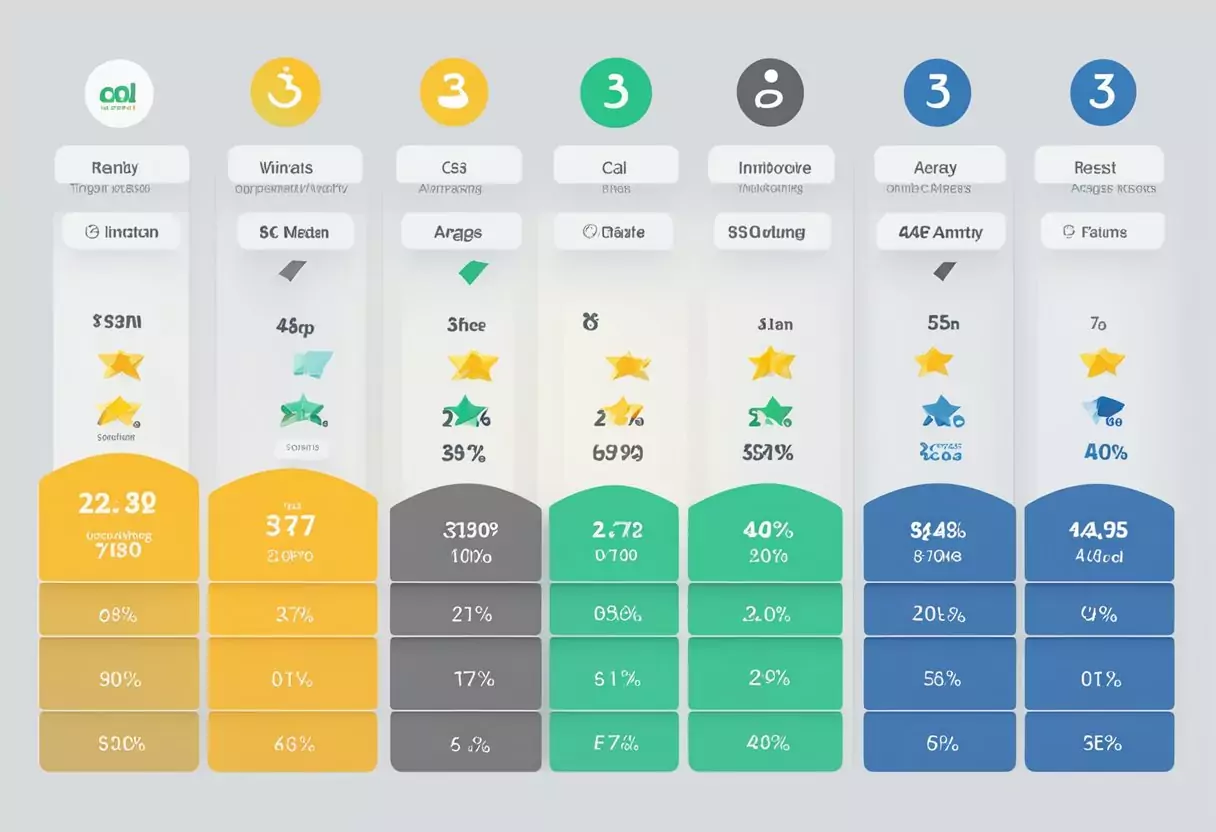 Ein Vergleichsdiagramm, das Bewertungen und Rezensionen für die private Krankenversicherung von Ottonova, Allianz und ARAG für Mitarbeiter zeigt.