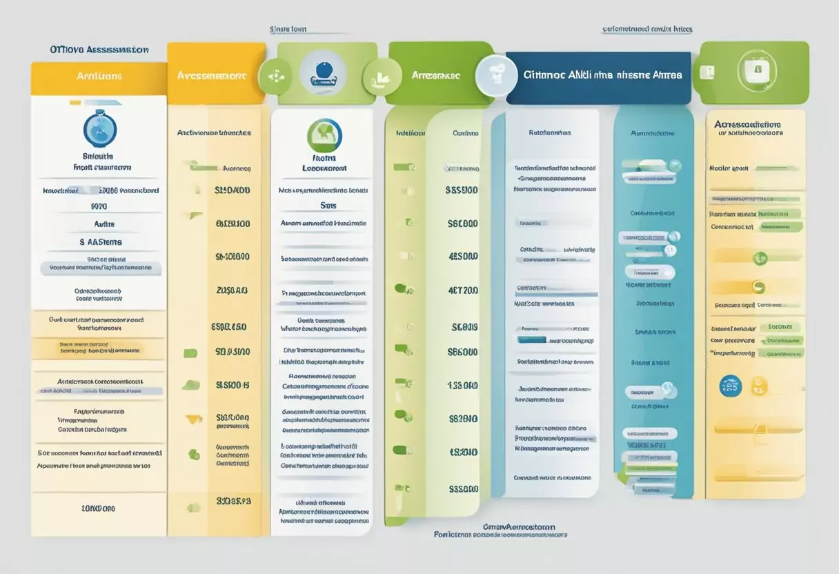 Eine Vergleichstabelle, die die Gesundheitsbewertung und die Aufnahmebedingungen für die privaten Krankenversicherungen Ottonova, Allianz und ARAG zeigt.