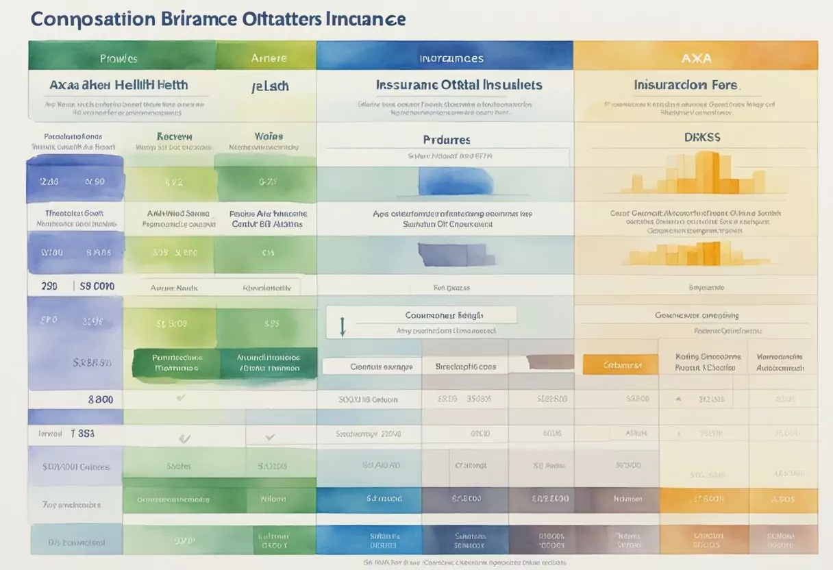 Ein Vergleichsdiagramm, das die Beiträge und Kostenstrukturen der privaten Krankenversicherungen Ottonova, DKV und AXA für Studenten zeigt.