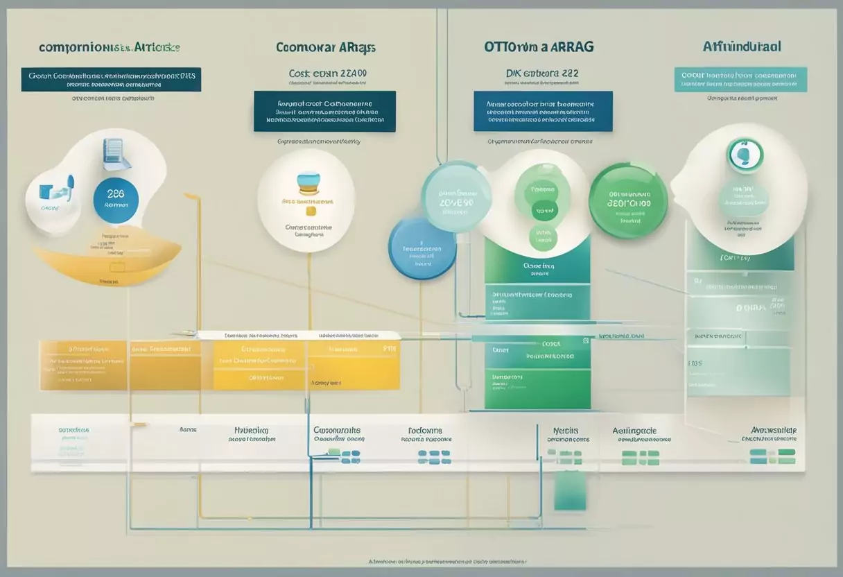 Ein Vergleichsdiagramm, das die Beiträge und Kostenstrukturen von Ottonova, DKV und ARAG für Selbständige ohne Gesundheitsuntersuchung zeigt.